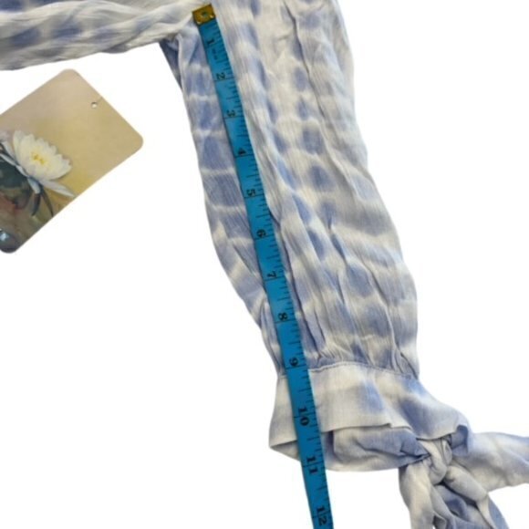 Lily Rose Smocked Waist Womens Peasant Blouse Size Small Tie‎ Dye Ribbon Sleeve - Picture 12 of 12